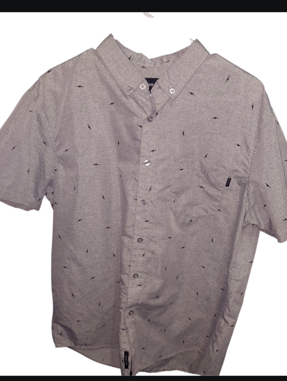 Molokai Surf Co Lightning Bolt Print Short Sleeve Button Down Shirt